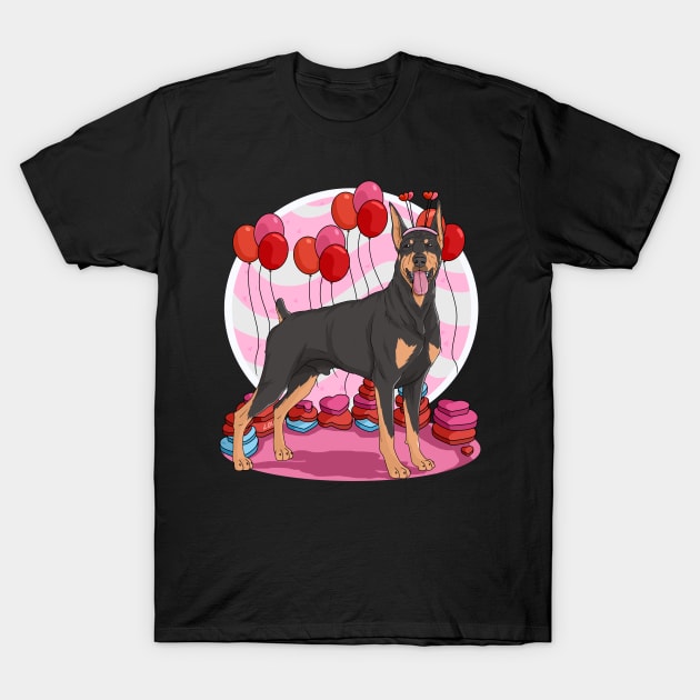 Doberman Pinscher Valentines Day Heart Dogs Puppy Love T-Shirt by Noseking